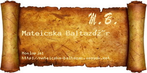 Mateicska Baltazár névjegykártya